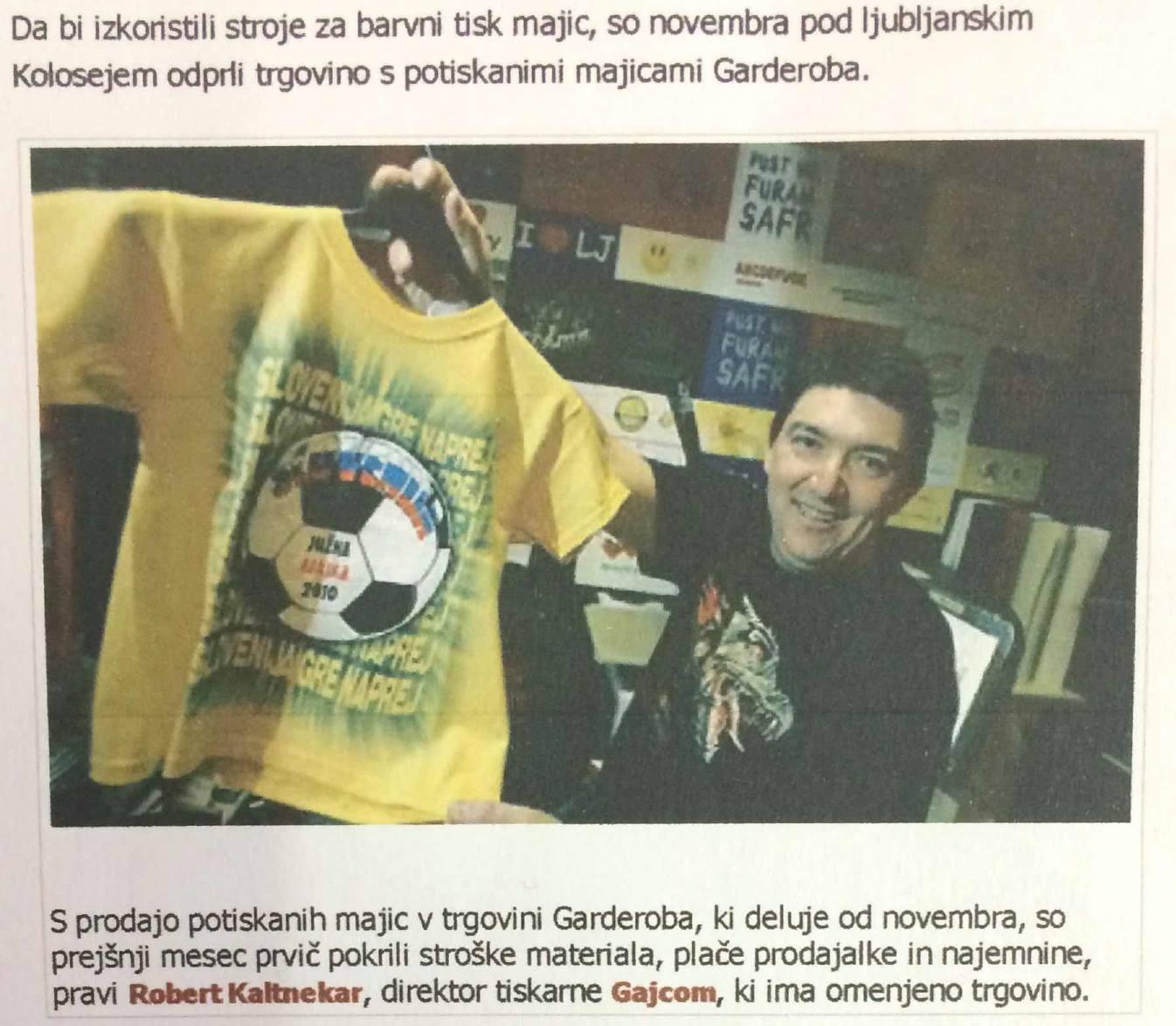 12 let tiskanja unikatnih majic 1 Finance robert kaltnekar garderoba v koloseju