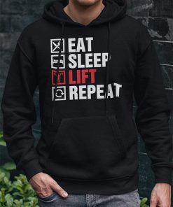 Pulover Eat sleep lift repeat črn