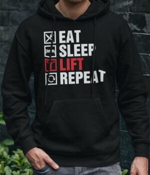 Pulover Eat sleep lift repeat črn